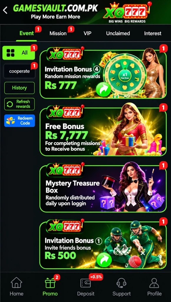 XQ7777 GAME BONUSES